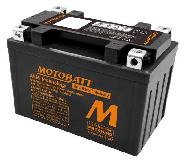 MotoBatt MBTZ10S (12V 8,6 Amp) 140CCA Factory Activated QuadFlex AGM batterij